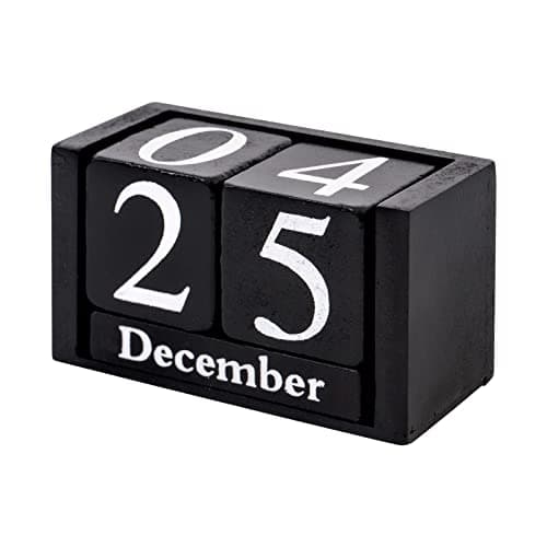 Notakia Wooden Desk Blocks Calendar Perpetual Block Month Date Display （Small Black)