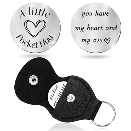 Pocket Hug Token Keychain for Men Him, Funny Boyfriend Gifts From Girlfriend, Long-distance Couple Gifts for Husband From Wife Christmas Birthday Valentine