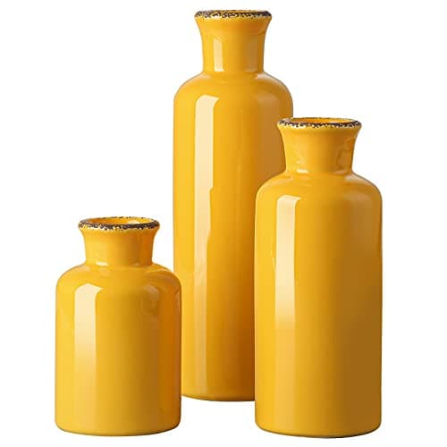 CwlwGO- Ceramic Vase Set,Set of 3 Small Vases, Modern Decorative vase,Suitable for Shelf Decor,Fireplaces Decor,Bookshelf, Living Room Table Décor,Fireplace & Entrance Decor。……