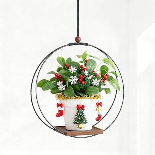 YXFOOR Hanging Planters for Indoor Plants: Macrame Plant Hanger with Sturdy Wood Base, Wall Ceiling Window Decor for Home Garden Patio Office, Housewarming Gift (Pot/Plant Not Included)