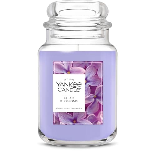 Yankee Candle Lilac Blossoms, Scented Candle, 22oz Large Jar with up to 150 Hour Burn Time, Giftable, Birthdays