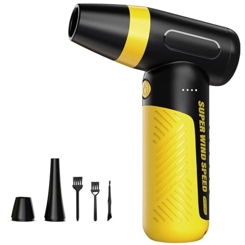 DEEBOX Electric Compressed Air Duster & Blower, 150000 RPM Super Power Adjustable Air Duster, 3 Speed Cordless Mini Blower with Fast Charging, USB Rechargeable Dust Remover for Computer Keyboard Car