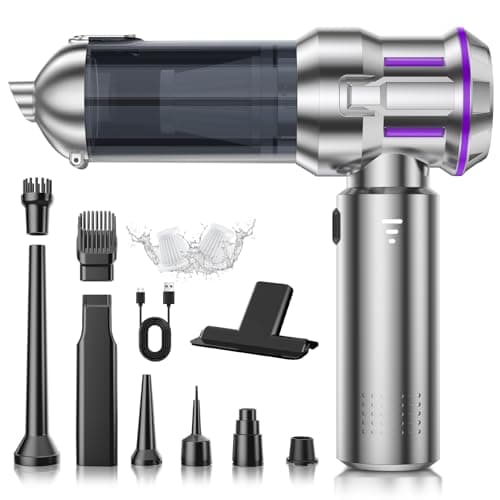 CUGEFRE Handheld Vacuum Cordless, 28000Pa 4 in 1 Car Vacuum Portable Cordless, One-Touch Dust Removal, 3-Speed Brushless Motor Mini Vacuum, Ideal for Home, Car, Office, and Pet Hair Cleanup, Silver