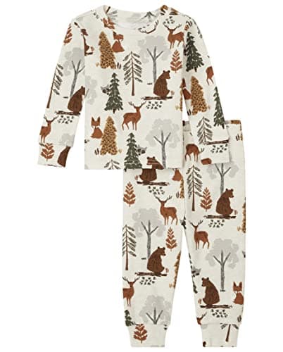 The Children's Place unisex-child Family Matching Christmas Holiday Pajamas Sets, Snug Fit 100% Cotton, Adult, Big Kid, Toddler, Baby Woodland Baby & Toddler - PJ Set 3T