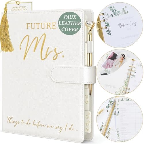 Wedding Planner Book and Organizer - Faux Leather 'Future Mrs' Wedding Planning Book and Organizer 2024-25 I Wedding Binder inc. Pen, Bookmark & Stickers & Bridal Countdown Calendar I Designed in USA