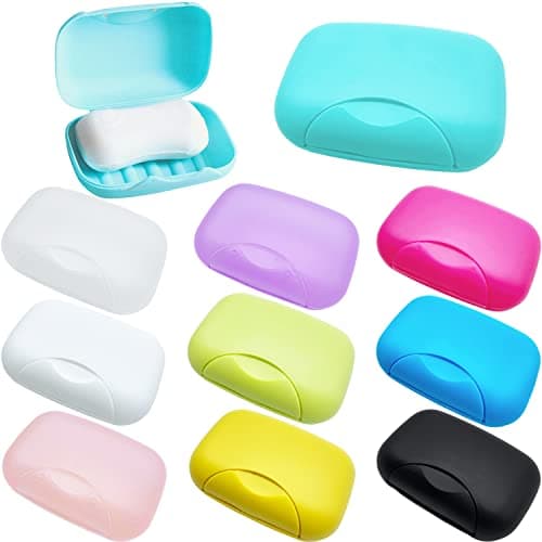 10 PCS Soap Box Holder,Plastic Travel Soap Dish,Portable Leak Proof Soap Case Container for Bathroom,Camping,Gym,Business Trip,10 Colors