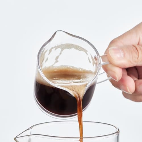 Ackers BORO3.3 Espresso Cups with Handle, Set of 2, 4 OZ Double Spouts, Clear Borosilicate Glass