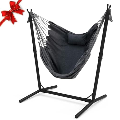 Hammock Chair with Stand,Heavy-Duty Hanging Chair with Stand, for Indoor Outdoor,Sturdy Swing Chair with Stand Max Load 350 pounds…… (X-Large)