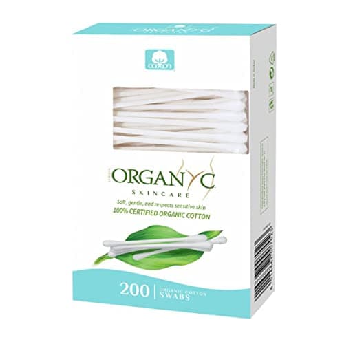 Organyc 100% Certified Organic Cotton Swabs - No Man-Made Materials, 200 Count, White