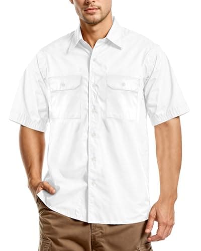 NY Threads Men's Work Shirt, Short Sleeve, Two Pockets, Durable Work Wear, 2X-Large, White
