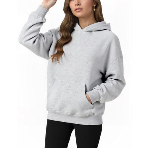 YARBCEN Womens Oversized Fleece Hoodies Sweatshirts - Long Sleeve Pullover Sweaters With Pocket 2025 Fashion Outfits Gray