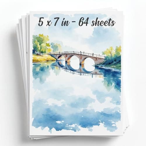 64 Sheets Watercolor Paper Pad - 5"x7" - Water Color Paper 140lb/300gsm - 100% Cotton Pulp - Art Supplies for Kids & Adults - for Painting, Artist Sketch, Easel, Loose Drawing