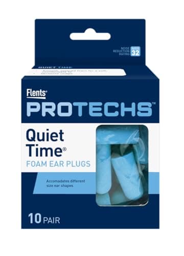 Flents Protechs Foam Ear Plugs for Sleeping, Snoring, Traveling, Concerts, Construction & Studying, Ultra Soft & Comfortable, Blue, 10 Pairs, NRR 32 Hearing Protection for Loud Noise
