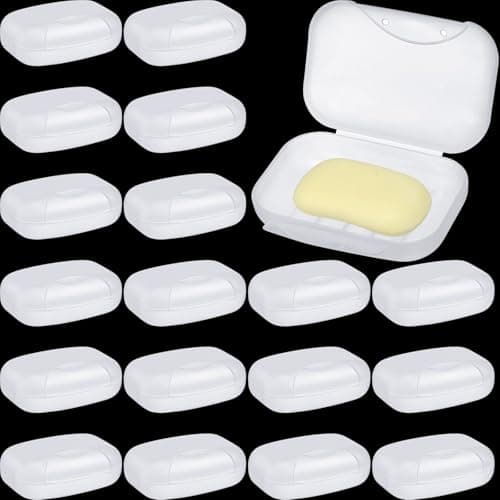 Rtteri 24 Pcs Travel Soap Container Bulk for Donation Portable Plastic Soap Boxes with Lid Homeless Donation Bar Translucent Matte White Holder Bulk Gym Shower Tour Groups Hotel Outdoor Camping