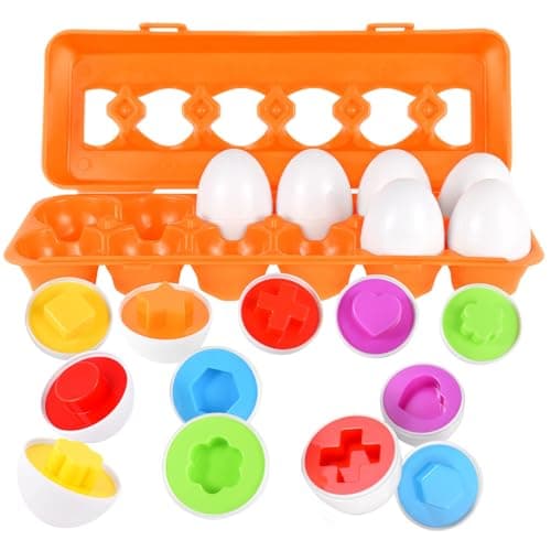CPSYUB Toddler Toys, 18 Month Toys, Christmas Eggs Gifts for 1, 2, 3 Year Old Girls/Boys, Montessori Matching Eggs Educational Color & Shape Recognition Skills Learning Toys BPA Free