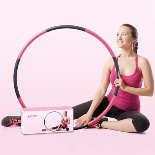 Beakabao Exercise Weighted Hoops for Adults and Kids, Adjustable 8 Sections 2LB Detachable Fitness Hoop, Weight Loss Core Strength Workout Sport