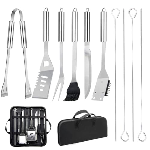 11Pcs Stainless Steel BBQ Grilling Accessories Set, Dad Gifts for Fathers Day Grilling Gifts,Portable Practical Grill Tools Utensils Kit with Storage Bag for Outdoor Grill Camping Backyard