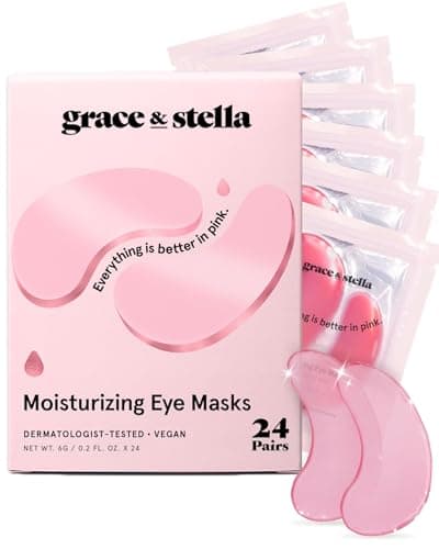 grace & stella Award Winning Under Eye Mask - Christmas Gifts for Teens, Self Care Gifts for Women, Reduce Dark Circles, Puffy Eyes, Undereye Bags, Wrinkles, Under Eye Patches - Vegan (24 Pairs, Pink)