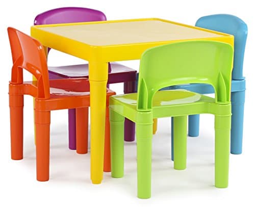Humble Crew Kids Table and 4 Chair Set, Yellow Table with Chairs - Sturdy Toddler Activity Table for Playtime, Arts, Crafts, Reading, and More - 5-Piece Children’s Furniture for Daycare Playroom