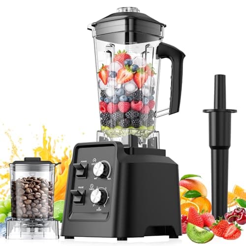 Best Vitamix Blenders for Kitchen #5 from PSIIDAN Blender, 68Oz. Countertop Blenders with 20Oz. Grinder, 28000 RPM Kitchen Blender for Smoothies, Ice Crushing, Frozen Fruits, Self-Cleaning, Speed Adjustable, Black