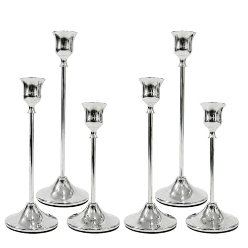 DeepWhale Candlestick Holders 2 Set(6 PCS), Taper Candlestick Holders for Party, Home Decor, Dining, Festival, Wedding Decorations