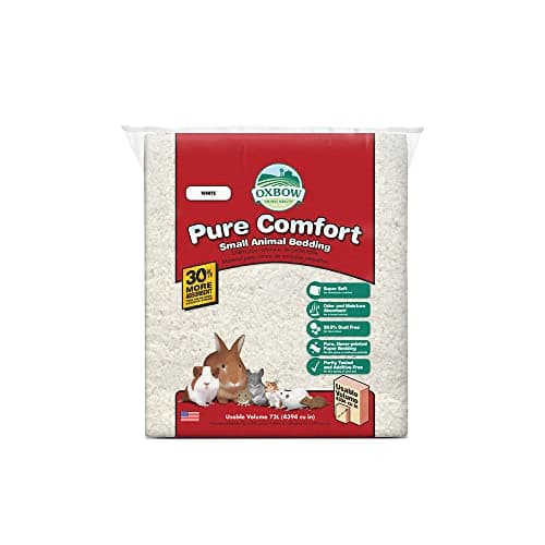 Oxbow Pure Comfort Bedding, Rabbit, Hamster, & Guinea Pig Bedding, Bunny Supplies for Litter Box, Pet Safe, Low Dust, White Paper, 72 Liter Bag