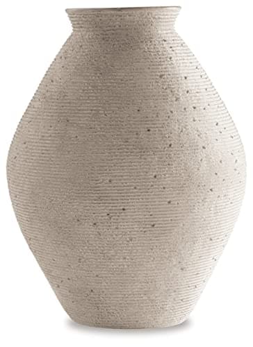 Signature Design by Ashley Hannela 17" Modern Distressed Polyresin Vase, Antique Tan