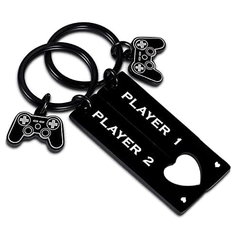 Nimteve 2PCs Funny Gamer Keyring Boyfriend Gifts from Girlfriend Matching Keychain Couple Gifts For Man Husband Fiance Gift from Wife Fiancee Valentine Birthday Anniversary