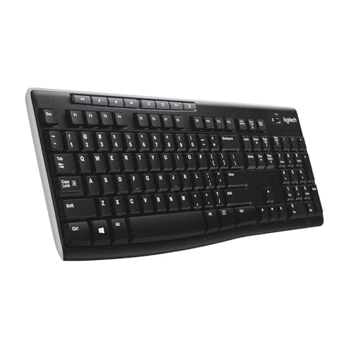 Logitech K270 Wireless Keyboard for Windows, 2.4 GHz Wireless, Full-Size, Number Pad, 8 Multimedia Keys, 2-Year Battery Life, Compatible with PC, Laptop, Black