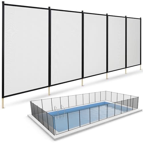 ALLSAFE Removable Mesh Pool Fence - Black 15 Foot by 4 Foot Fence Panels – Pre-Assembled DIY Safety Fence with 1/2" Stainless Steel Peg Poles – 25% Longer, Easy Install, Fits Most Pool Fencing Layouts