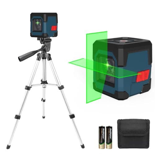 Laser Level, RockSeed Cross Line Laser with Self-Leveling, Vertical and Horizontal Line, Rotatable 360 Degree, Carrying Pouch, Battery Included (Green with Tripod)