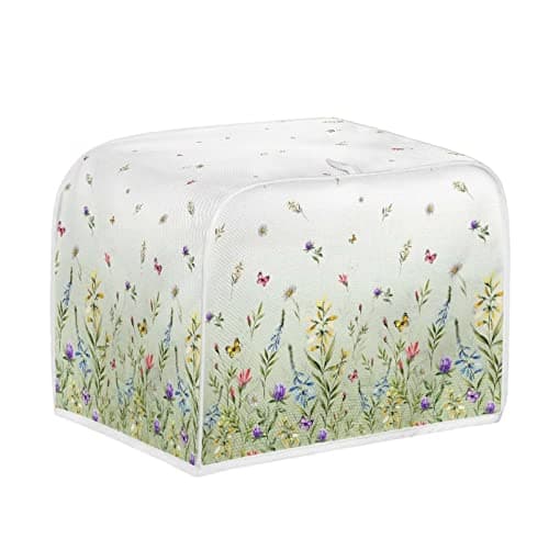 NETILGEN Toaster Cover Bread Machine Cover Fits for Most Standard 2 Slice Toasters, Keep Toaster Free From Dust And Fingerprint Oven Dustproof Cover, Green Floral