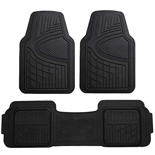 FH Group Automotive Floor Mats Universal Fit Climaproof for All Weather Protection Heavy Duty Rubber fits Most Cars, SUVs, and Trucks, Trim to Fit Black