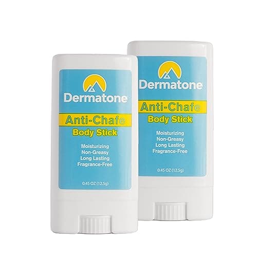 DERMATONE Anti-Chafe Body Stick | 2-Pack | Fragrance Free | Prevent Friction & Chaffing Skin Balm | Use for thigh, arm, chest, butt rubbing | Travel/Small 0.45oz sticks