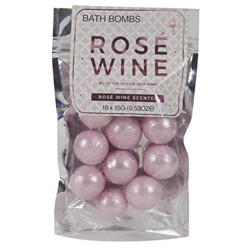 Gift Republic Rosé Scented Bath Bombs Pink Sparkly Mini Bath Fizzies Pampering Gift for Women Mother's Day Birthday Teachers Gift Christmas Pack of 10