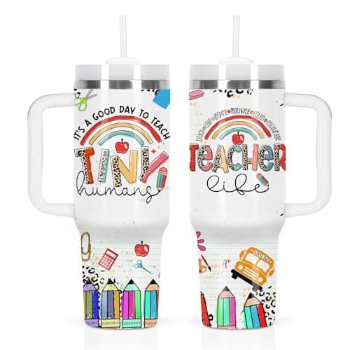 Muwnrol Teacher Gift Tumbler, Teacher Appreciation Week Gift For Teacher, It's A Good Day To Teach Tiny Human Teacher Appreciation Gift 40 Oz Tumbler with Handle