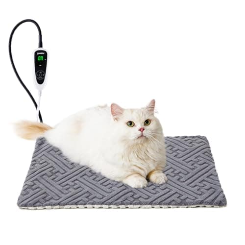 ZOMISIA Cat Heating Pad - 11 Adjustable Temperature and 25 Timer Options, Heated Cat Bed Indoor with Chew-Resistant Cord for Small Dogs, 18x18 Inch