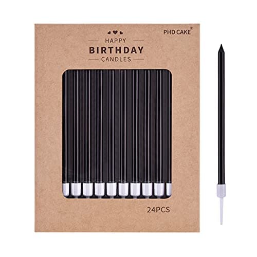 PHD CAKE Black Long Thin Birthday Candles, Cake Candles, Birthday Parties, Wedding Decorations, Party Candles