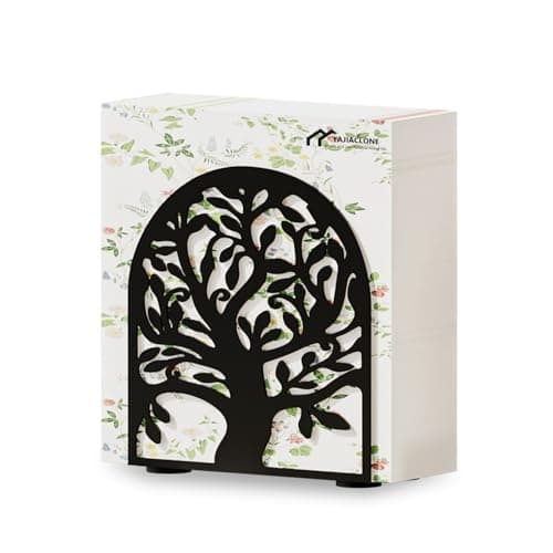 YAJIACLONE Tree of Life Black Metal Napkin Holder for Table，Valentines Day Gifts for Her and Him,Napkin Holders for Paper Napkins with Sturdy & Quality Material, Cushioned Base.