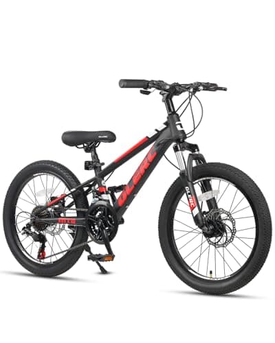 Glerc 20 Inch Kids Bike, Kids Mountain Bike for Boys and Girls Ages 6-10, 21-Speed Skyline Bicycle with Front Suspension and Disc Brakes, Black