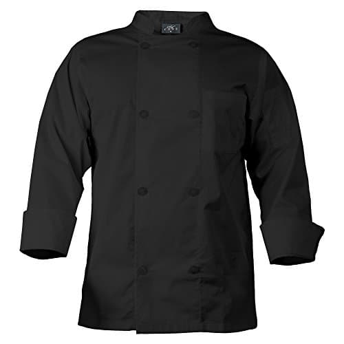Chef Code Chef Coat with 8 Pearl Buttons, Double Breasted Front CC118 Black
