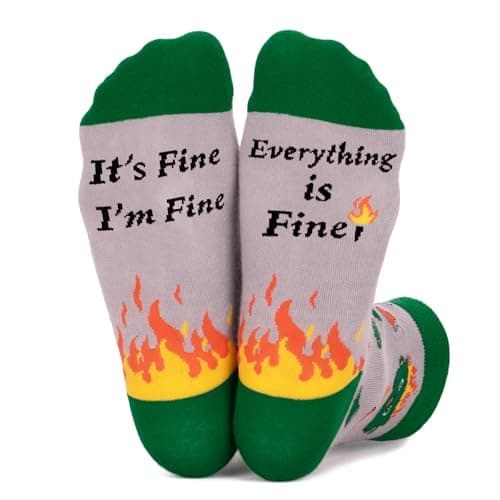 FreeNFond Dumpster Fire Crew Socks, Funny Positive Socks for Office Coworker Adult Birthday Gag Gifts