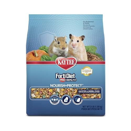 Kaytee Forti-Diet Pro Health Nourish+Protect Hamster and Gerbil Food, Comprehensive Nutrition Backed by Science, Digestive Health, Immune Support, 3 Pounds