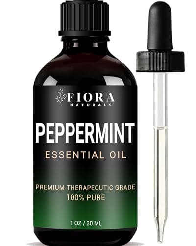 Peppermint Essential Oil by Fiora Naturals - 100% Pure Peppermint Oil for Hair Growth, Skin and Scalp Acne, Diffuser, DIY soap, and Candle Making. Pure Mentha Piperita Oil - 1 oz /30ml