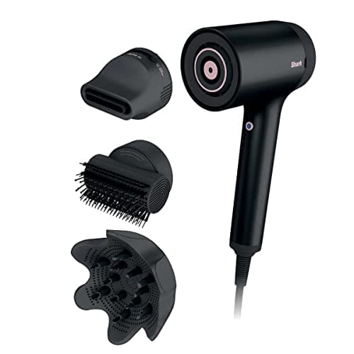 Shark HD125CO Hair Blow Dryer HyperAIR Fast-Drying with IQ 2-in-1 Concentrator and Styling Attachments, Auto Presets, Rotatable Hot Air Brush, No Heat Damage, Ionic, Black (Renewed)