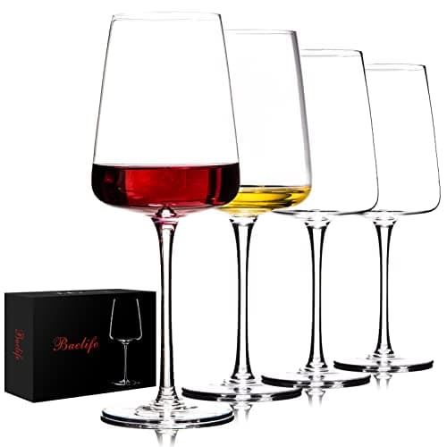 BACLIFE Hand Blown Red Wine Glasses Set of 4 – Premium Crystal Wine Glasses With Long Stem,19 oz – Unique Gift for Christmas, Wedding, Birthday – Ideal for Restaurants,Home Bar