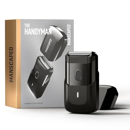 MANSCAPED® The Handyman™ Compact Face Shaver – Portable Men’s Travel Facial Hair Groomer, USB-C Rechargeable Electric Razor, Waterproof, Cordless, Dual-Action SkinSafe® Long-Hair Leveler & Foil Blades