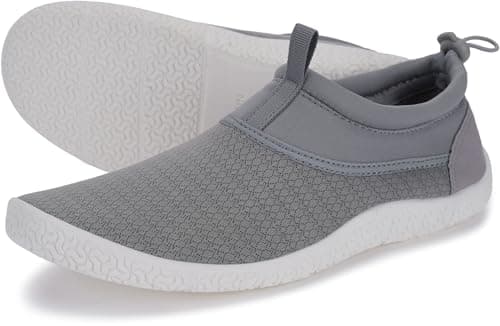 WHITIN Water Shoes for Men Quick Dry Swim Barefoot Aqua Socks Beach Minimalist Comfort Surfing Athletic Boating Running River Sneaker Light Grey