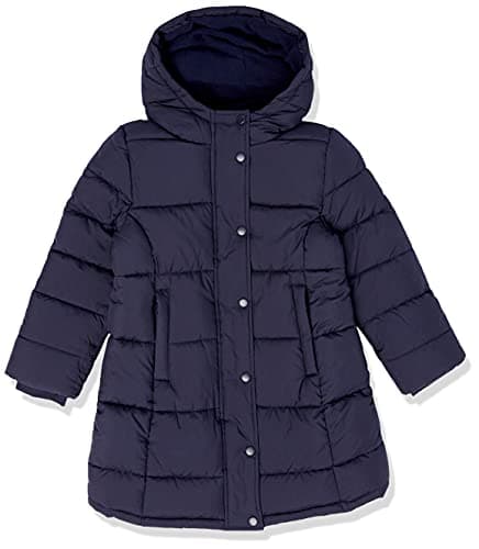 Amazon Essentials Toddler Girls' Long Heavyweight Hooded Puffer Jacket, Navy, 2T