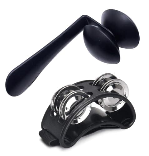 Jiayouy 2pcs Heel Shaker with Foot Tambourine Percussion Instrument for Drum & Guitar Playing